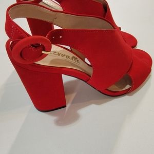 High heel open toe red shoes new Intervalle